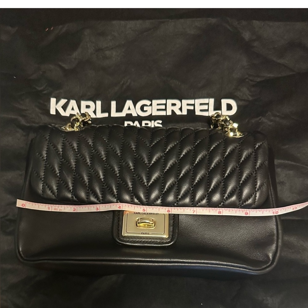 Karl Lagerfeld Black Quilted Chain Shoulder Bag - Picture 7 of 10